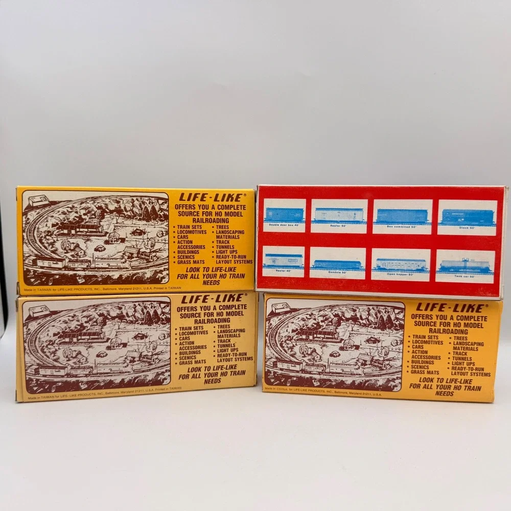 Life-Like Model Power HO Scale Train Lot Santa Fe Reading Erie BN 4 Cars NIB
